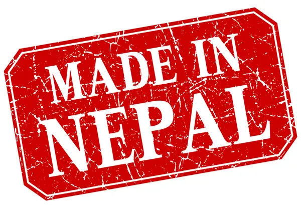 Feita no Nepal selo grunge quadrado vermelho — Vetor de Stock