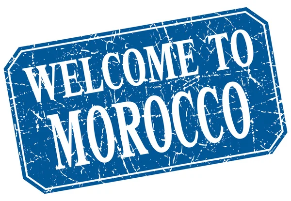 Welcome to Morocco blue square grunge stamp — Stock Vector