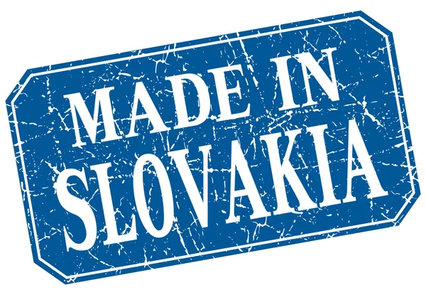 Hergestellt in der Slowakei blaue quadratische Grunge-Marke — Stockvektor
