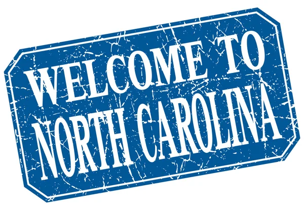 Bienvenido al sello Grunge cuadrado azul de Carolina del Norte — Vector de stock