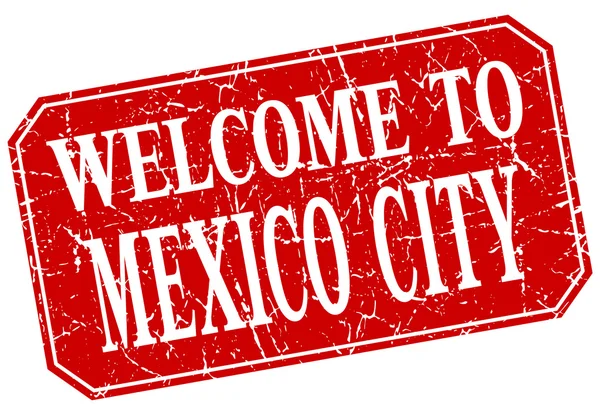 Bem-vindo ao selo grunge quadrado vermelho da Cidade do México — Vetor de Stock