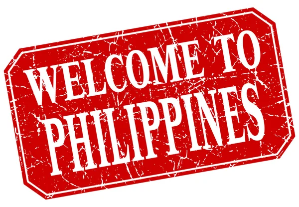 欢迎来到菲律宾红场 grunge 邮票 — 图库矢量图片