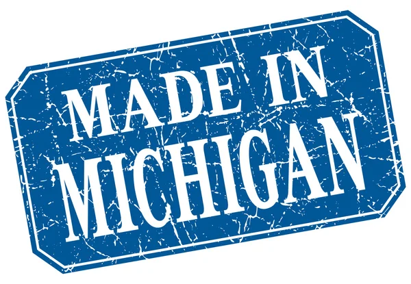 Fabriqué au Michigan timbre grunge carré bleu — Image vectorielle