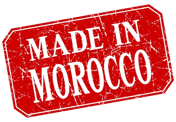 Hecho en Marruecos sello grunge cuadrado rojo — Vector de stock
