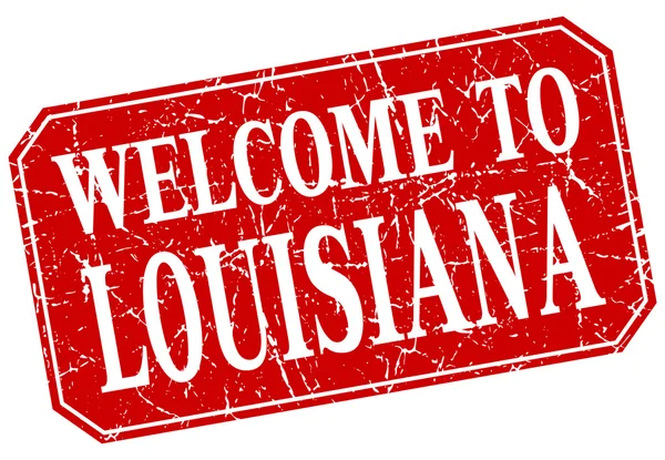 Bienvenido al sello grunge cuadrado rojo de Louisiana — Vector de stock