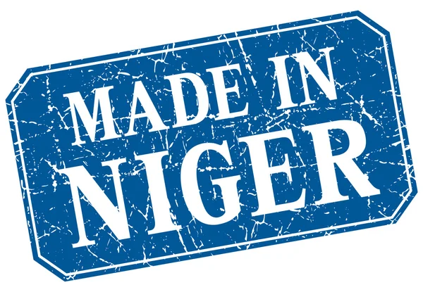 Made in Niger blue square grunge stamp — Stock Vector