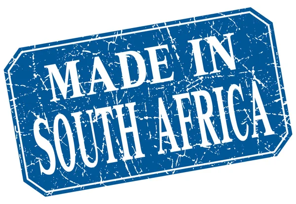 Vyrobené v Jižní Africe modrý čtvereček grunge razítko — Stockový vektor