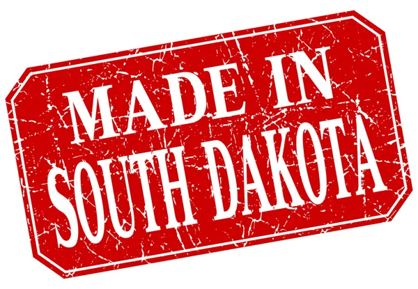 Made in South Dakota red square grunge stamp — Stock Vector