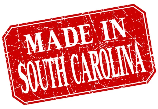 Made in South Carolina francobollo grunge quadrato rosso — Vettoriale Stock