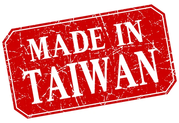 Made in Taiwan Rode plein grunge stempel — Stockvector