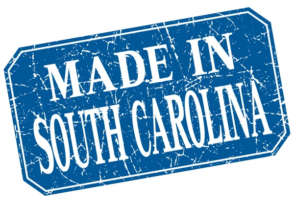 Gemaakt in South Carolina blauwe vierkante grunge stempel — Stockvector