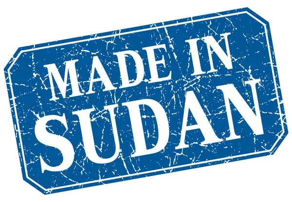 在苏丹蓝色方形 grunge 邮票 — 图库矢量图片