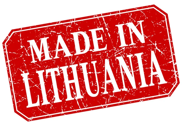 Feita na Lituânia selo grunge quadrado vermelho — Vetor de Stock