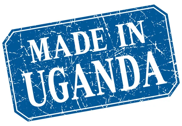 Made in Uganda blue square grunge stamp — Stock Vector