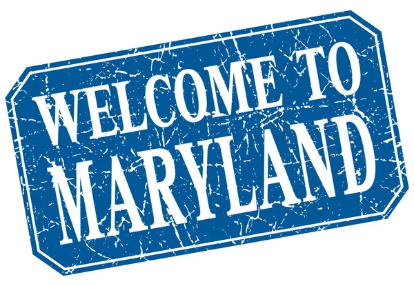 Maryland mavi kare grunge damga hoş geldiniz — Stok Vektör