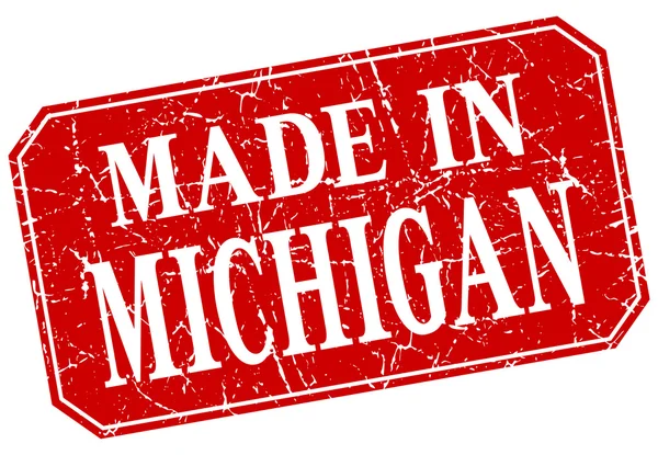 Fabriqué en Michigan timbre grunge carré rouge — Image vectorielle