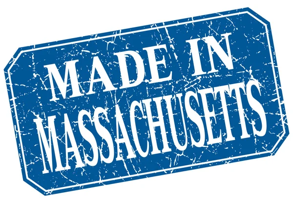 Made in Massachusetts francobollo grunge quadrato blu — Vettoriale Stock