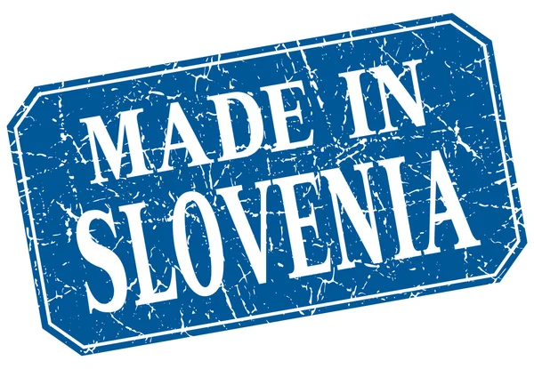 Gemaakt in Slovenië blauwe vierkante grunge stempel — Stockvector