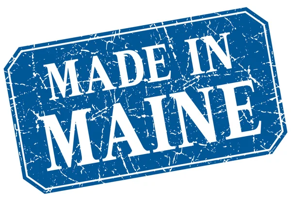 Made in Maine francobollo grunge quadrato blu — Vettoriale Stock