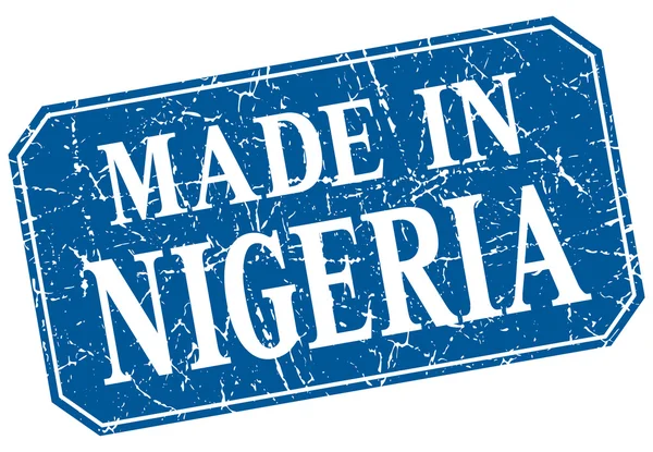 Gemaakt in Nigeria blauwe vierkante grunge stempel — Stockvector