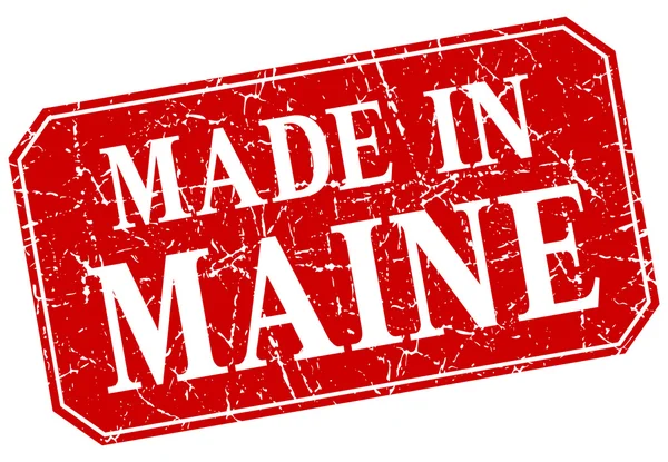 Made in Maine francobollo grunge quadrato rosso — Vettoriale Stock