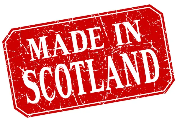 Hecho en Escocia sello grunge cuadrado rojo — Vector de stock