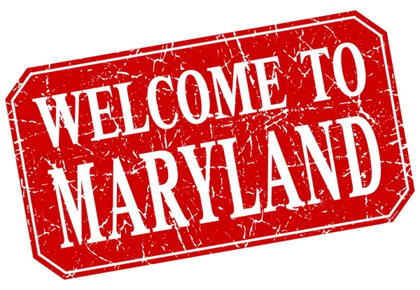 Bienvenue au Maryland timbre grunge carré rouge — Image vectorielle