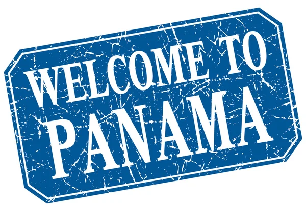 Bienvenue au Panama timbre grunge carré bleu — Image vectorielle