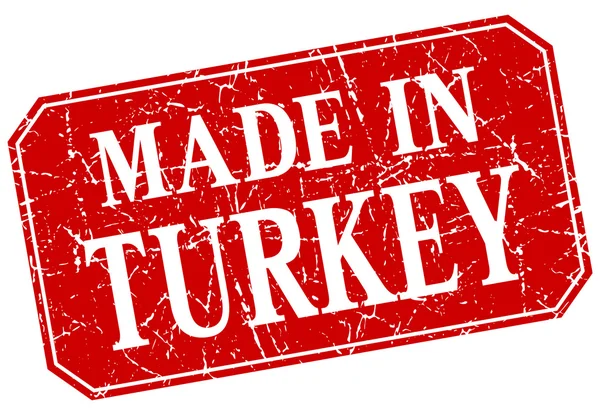 Gemaakt in Turkey rode vierkante grunge stempel — Stockvector
