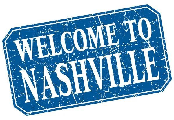 Välkommen till Nashville blå fyrkantiga grunge stämpel — Stock vektor