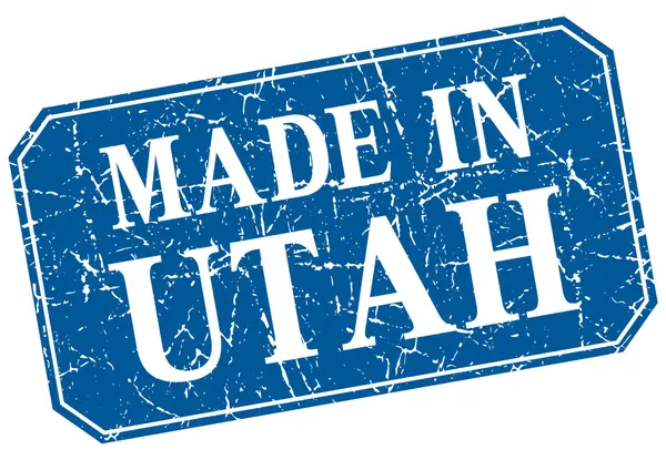 Gemaakt in Utah blauwe vierkante grunge stempel — Stockvector