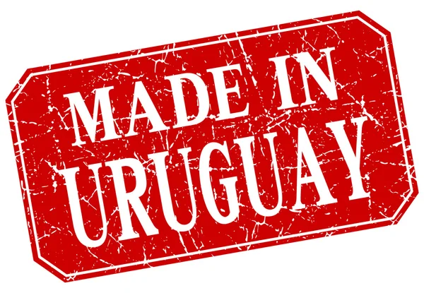 Hecho en Uruguay sello grunge cuadrado rojo — Archivo Imágenes Vectoriales
