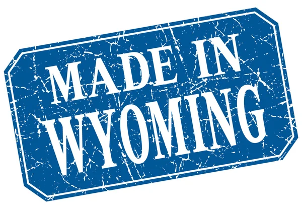 Made in Wyoming blue square grunge stamp — Stock Vector