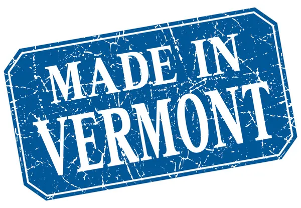 Made in Vermont blue square grunge stamp — Stock Vector