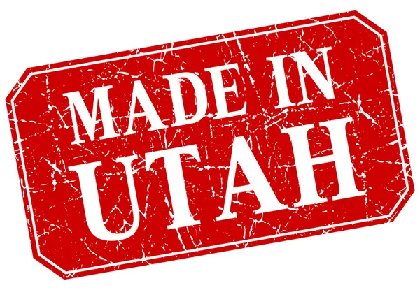 Gemaakt in Utah Rode plein grunge stempel — Stockvector