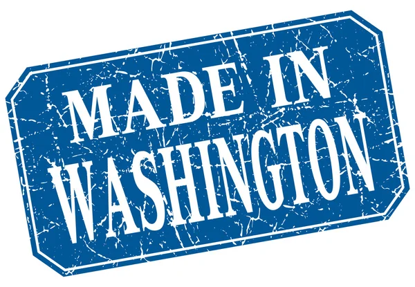 Hergestellt in Washington Blue Square Grunge Stempel — Stockvektor