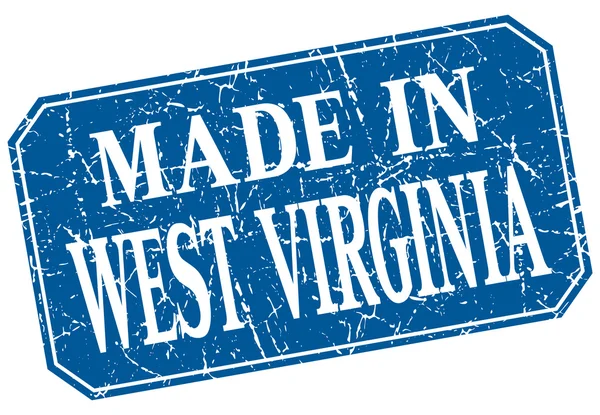 Fabriqué en Virginie-Occidentale timbre grunge carré bleu — Image vectorielle