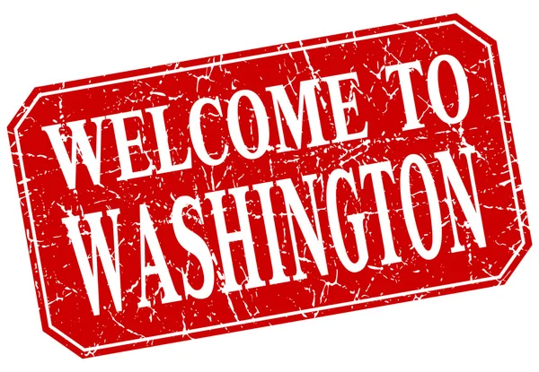 Welcome to Washington red square grunge stamp — Stock Vector