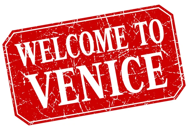 Welcome to Venice red square grunge stamp — Stock Vector