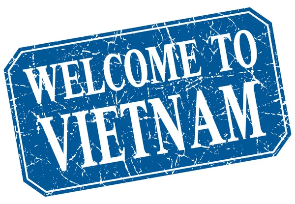 Willkommen bei vietnam blue square grunge stamp — Stockvektor