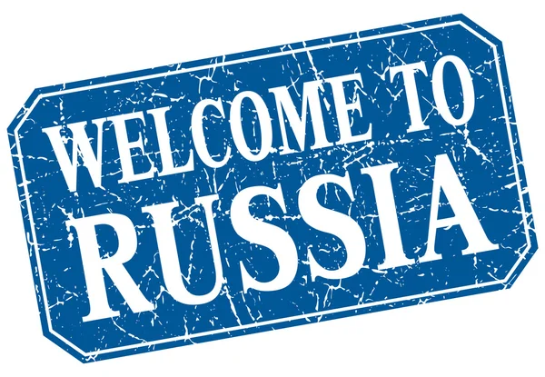 Bienvenido a Rusia sello grunge cuadrado azul — Vector de stock