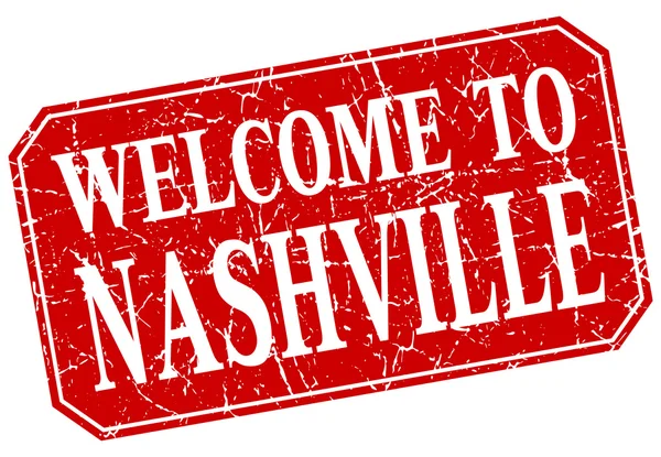 Nashville Kızıl Meydan grunge damga hoş geldiniz — Stok Vektör