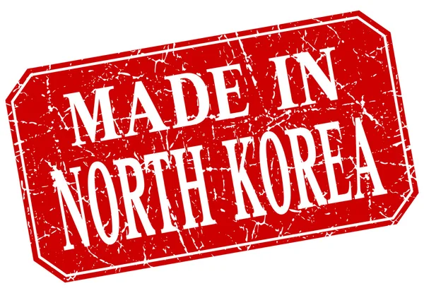 Feita na Coreia do Norte selo grunge quadrado vermelho — Vetor de Stock