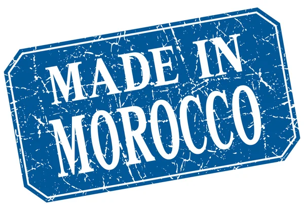 Hecho en Marruecos sello grunge cuadrado azul — Vector de stock