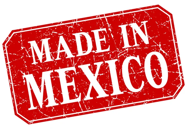 Gemaakt in Mexico Rode plein grunge stempel — Stockvector