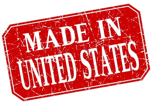 Made in United States francobollo grunge quadrato rosso — Vettoriale Stock