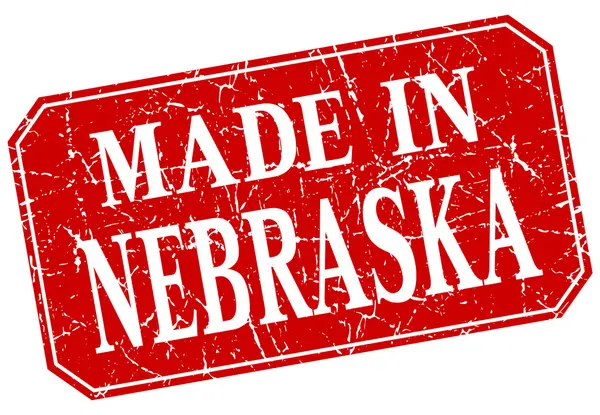 Made in Nebraska red square grunge stamp — Stock Vector