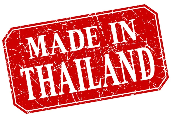 Gemaakt in Thailand rood vierkantje grunge stempel — Stockvector