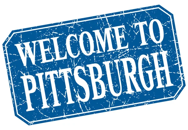 Welcome to Pittsburgh blue square grunge stamp — Stock Vector