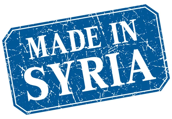 Hergestellt in syrien blaue quadratische Grunge-Marke — Stockvektor